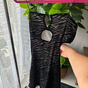Black Zebra Print Cutout Dress
